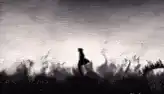 Silhouette figure in dark field