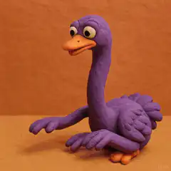 Purple clay bird transforms into Bitcoin bird