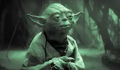 Yoda smiling in swamp