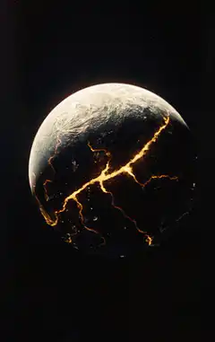 Planet exploding in space