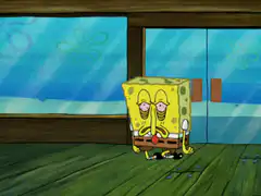 SpongeBob crying on the floor