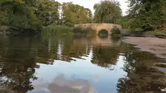 Stone bridge over calm river