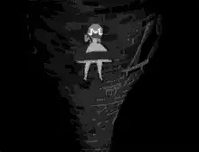 girl falling into dark vortex