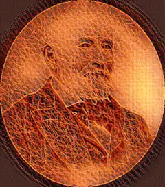 Bitcoin coin morphing into Satoshi Nakamoto