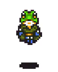 pixel art frog character jumping