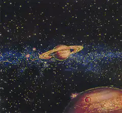 Saturn and Jupiter in space