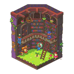 pixel art library scene