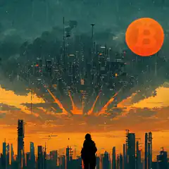 silhouette person looking at bitcoin moon