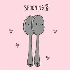 Cute spoons spooning with hearts