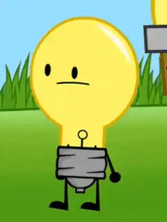 Lightbulb character with neutral expression