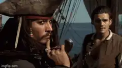 Jack Sparrow shushing Will Turner