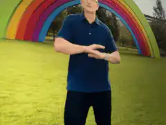 Tim Cook rainbow background dance