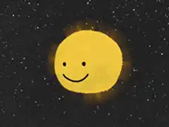 Smiling Sun and Earth in space
