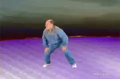 Man in blue suit screaming