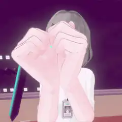 Anime girl making heart hands