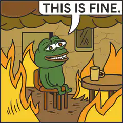 This is Fine Dog sitting in burning room