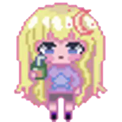 pixel art girl drinking juice