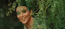 Kim Kardashian with leaf face paint