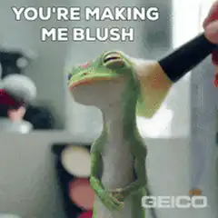 Gecko getting makeup applied