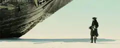 Jack Sparrow shooing the Millennium Falcon