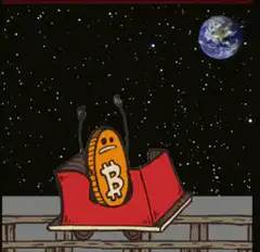 Bitcoin Coin in Minecart in Space