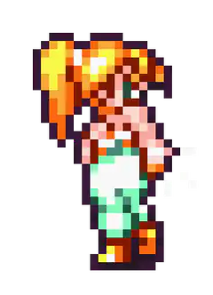 pixel art character with orange hair
