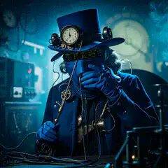 Steampunk character with clock hat