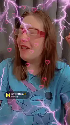 Girl with pink lightning and hearts filter