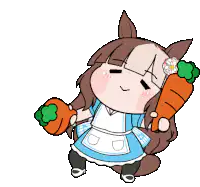 Chibi horse girl holding carrots