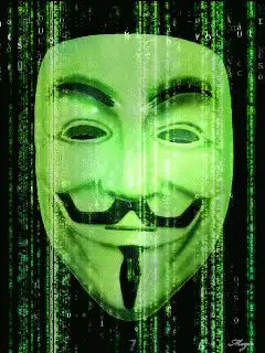 Green Anonymous mask with Matrix code