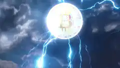 Bitcoin coin struck by lightning
