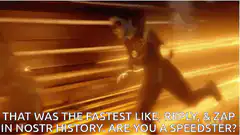 The Flash running with lightning speed