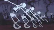 Skeletons dancing in a line