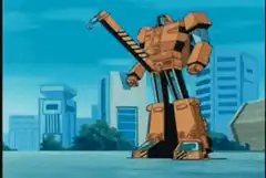 Orange Transformer Robot in City