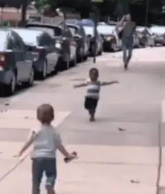 Toddler runs into another toddler