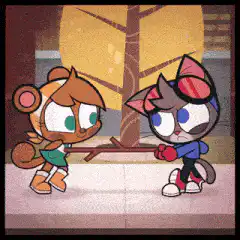 Cat and squirrel tug of war