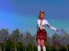 Woman jumping in split outdoors