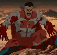 Bloodied Omni-Man screaming