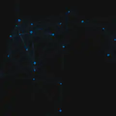blue network nodes on black background