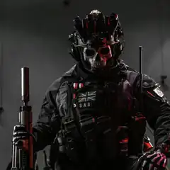 SAS soldier with skull mask and night vision
