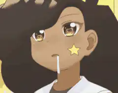 anime girl drooling with star blush