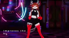 Anime girl dancing in neon room