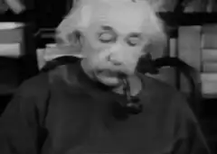 Albert Einstein smoking a pipe