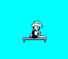 pixel cat stretching and lying down