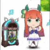 Miku dancing next to a jukebox