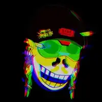 Colorful skull with sunglasses and cap