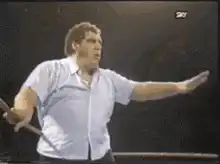 Don King shouting and gesturing