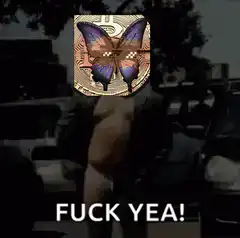 naked man dancing with bitcoin butterfly
