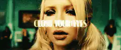 Blonde woman closes eyes with text overlay