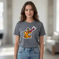 Woman modeling dog bitcoin t-shirt
